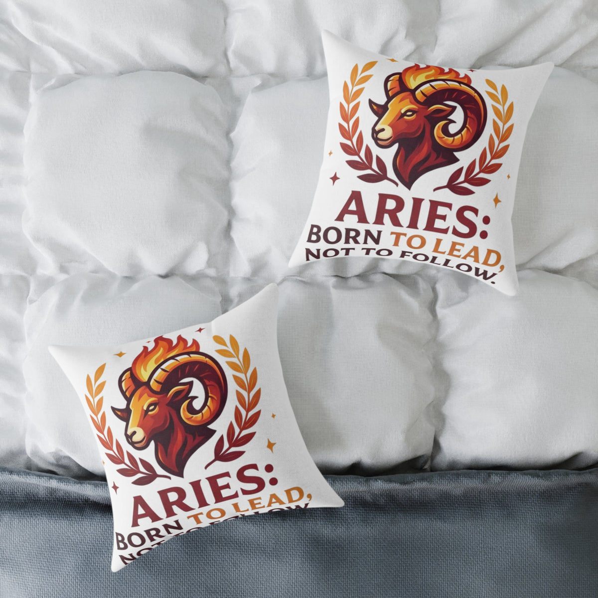 Aries Zodiac Pillow Born To Lead Not To Follow Square Poly Canvas Pillow