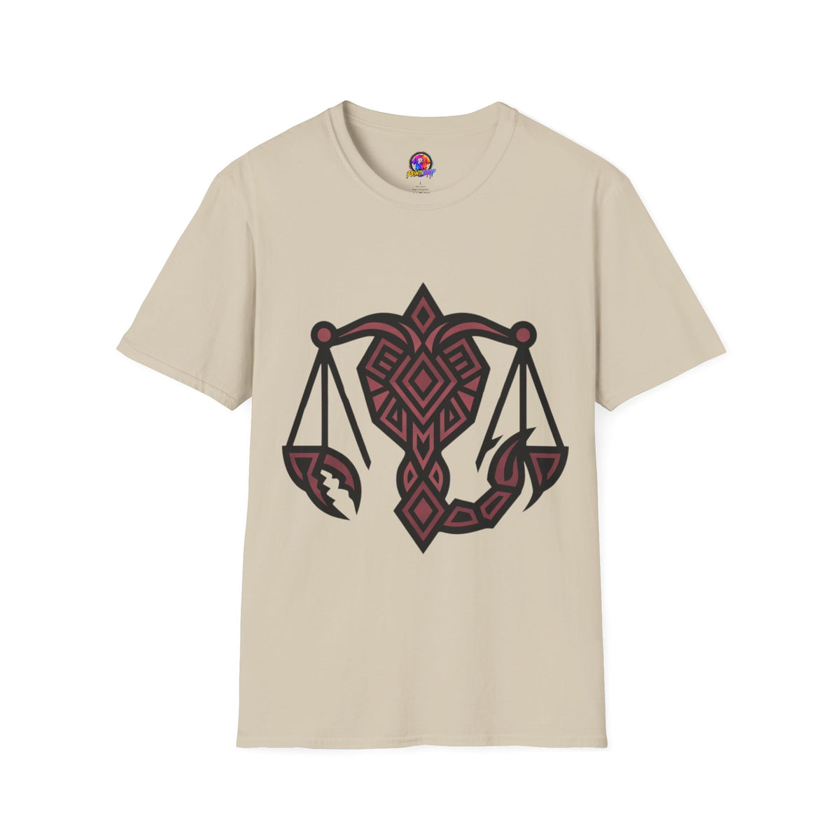 Libra Scales Graphic T‑Shirt — Tribal Zodiac Balance Design
