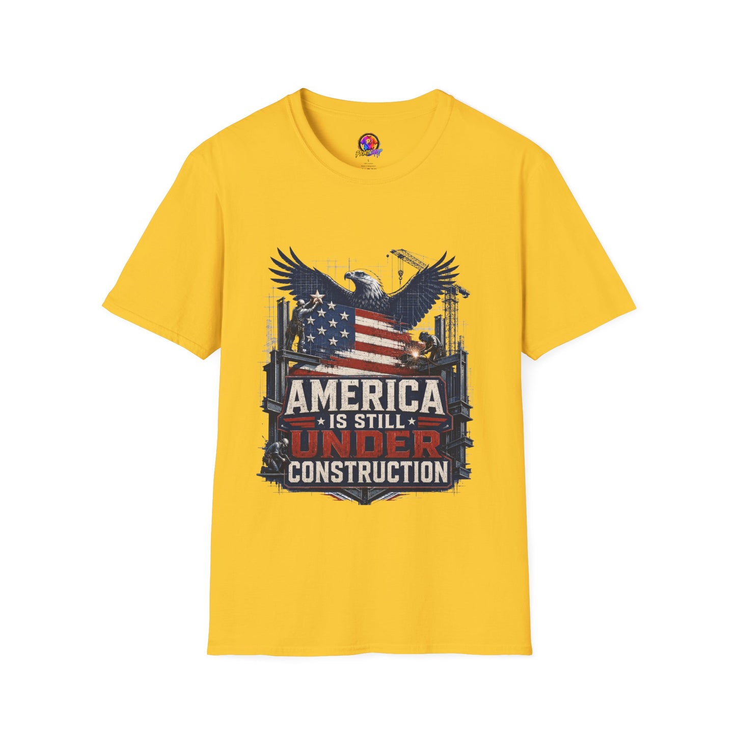 T-Shirt — 'America Is Still Under Construction' Patriotic Eagle Graphic