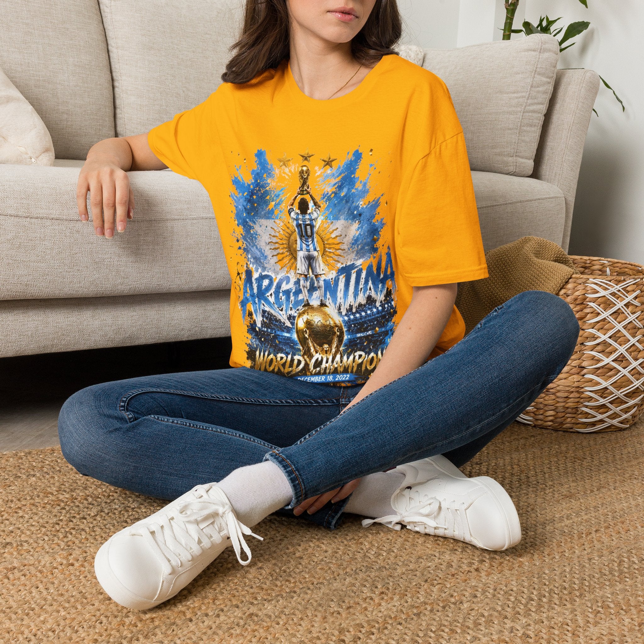Argentina World Champions T‑Shirt — Soccer World Cup 3 Stars Tribute