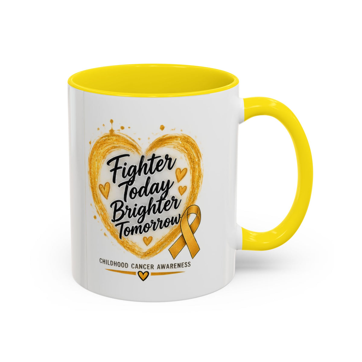 Childhood Cancer Awareness Coffee Mug – "Fighter Today Brighter Tomorrow" (Accent 11/15oz)
