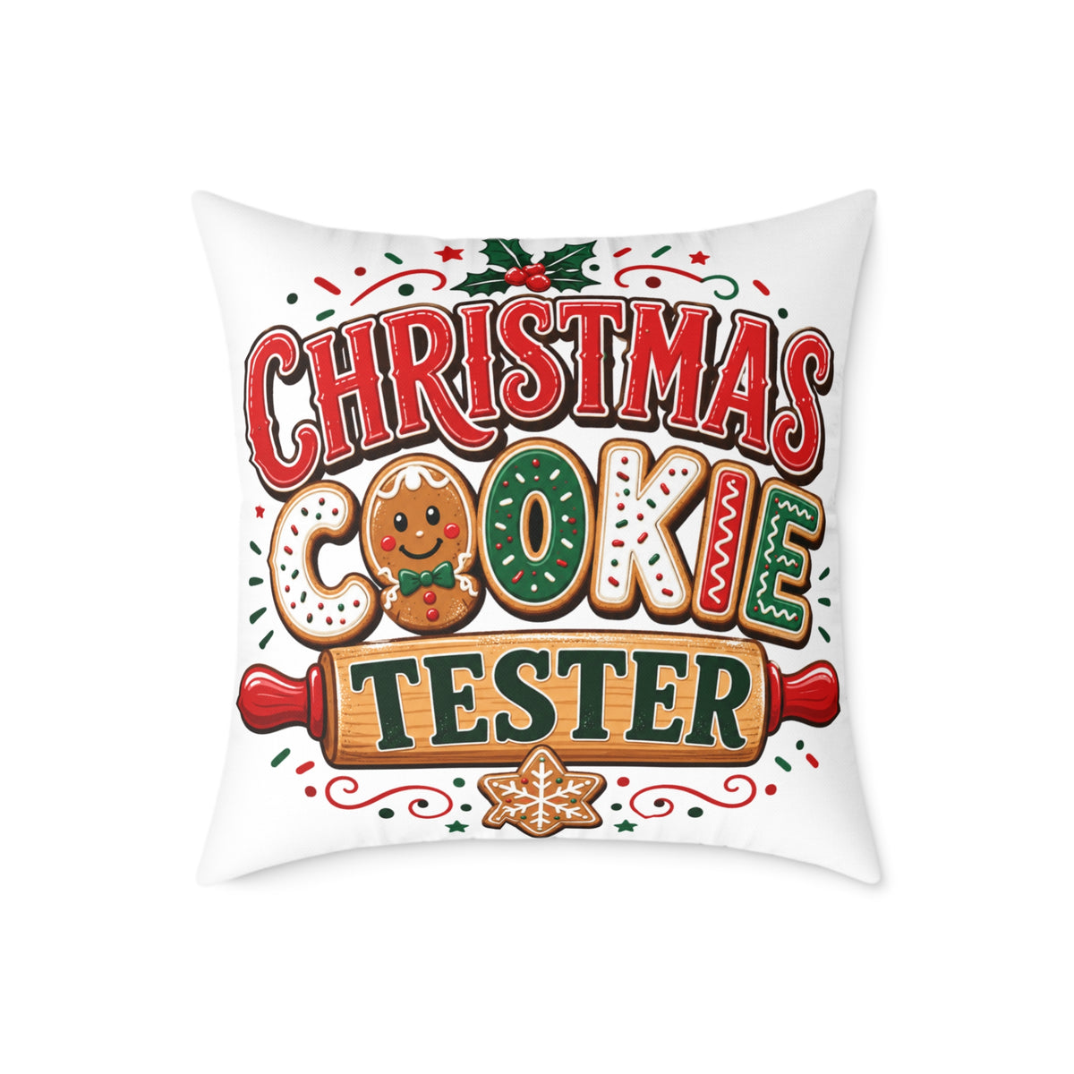 Christmas Cookie Tester Pillow — Festive Holiday Throw Pillow for Baking Lovers