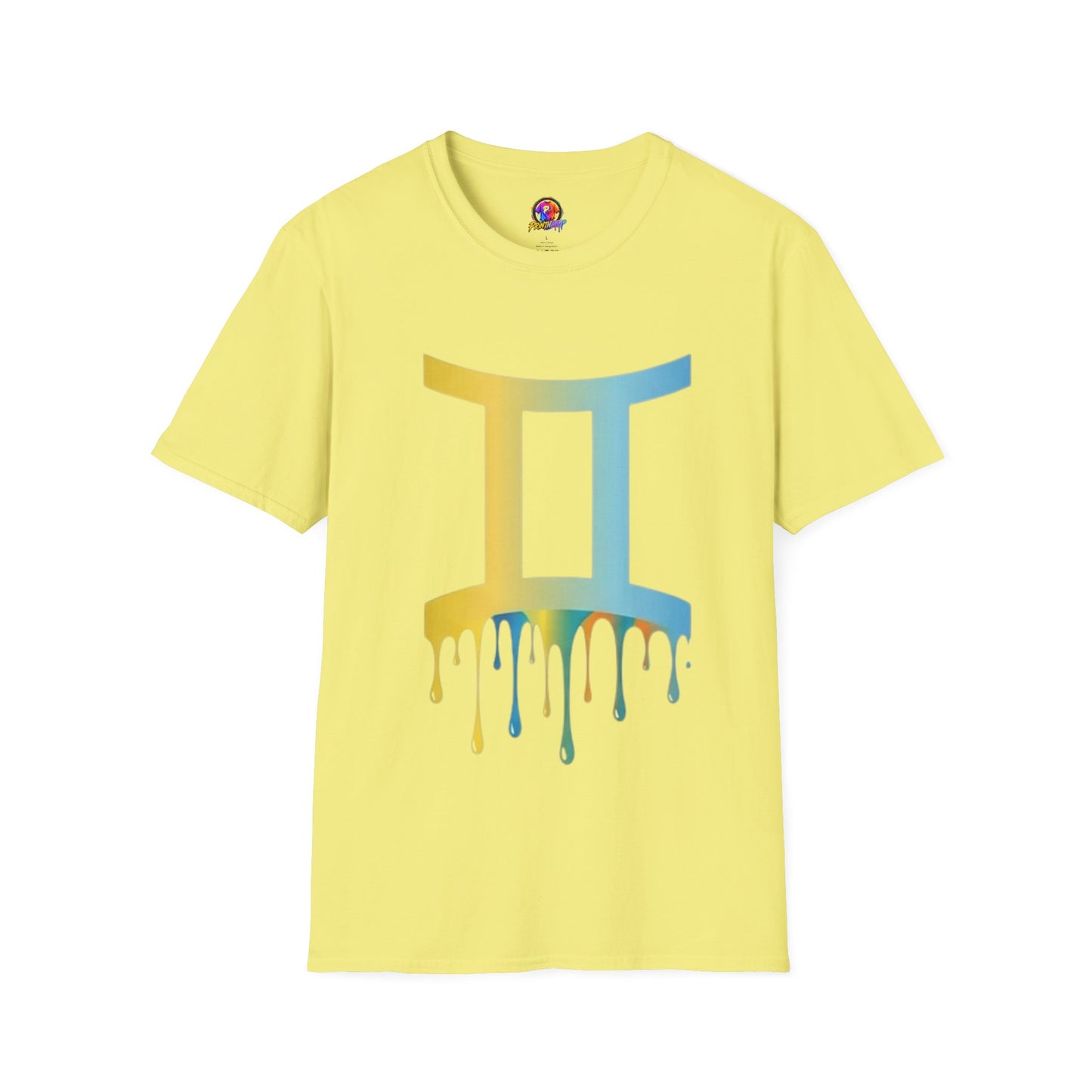 Gemini Drip Zodiac T-Shirt — Rainbow Gemini Symbol Tee