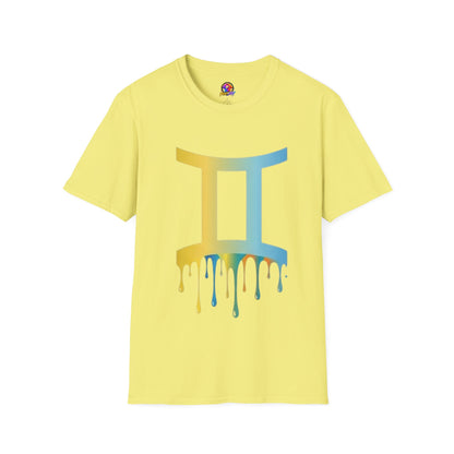 Gemini Drip Zodiac T-Shirt — Rainbow Gemini Symbol Tee
