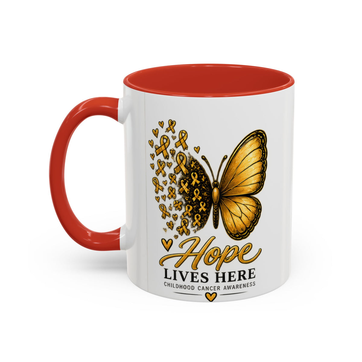 Hope Lives Here Childhood Cancer Awareness Accent Coffee Mug