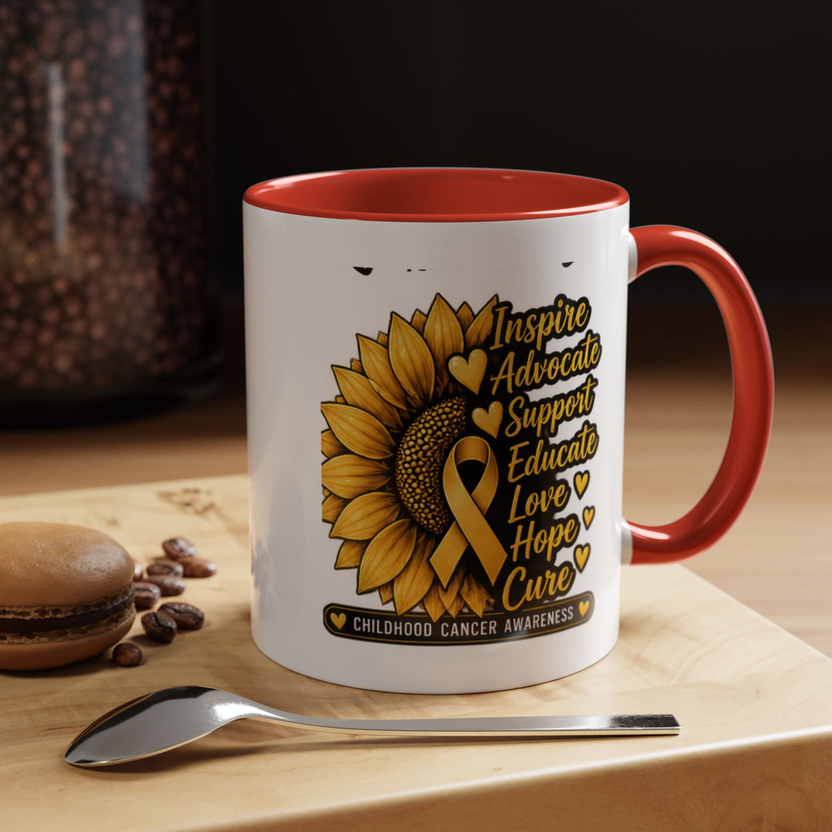 Childhood Cancer Awareness Sunflower Accent Coffee Mug (11/15oz)