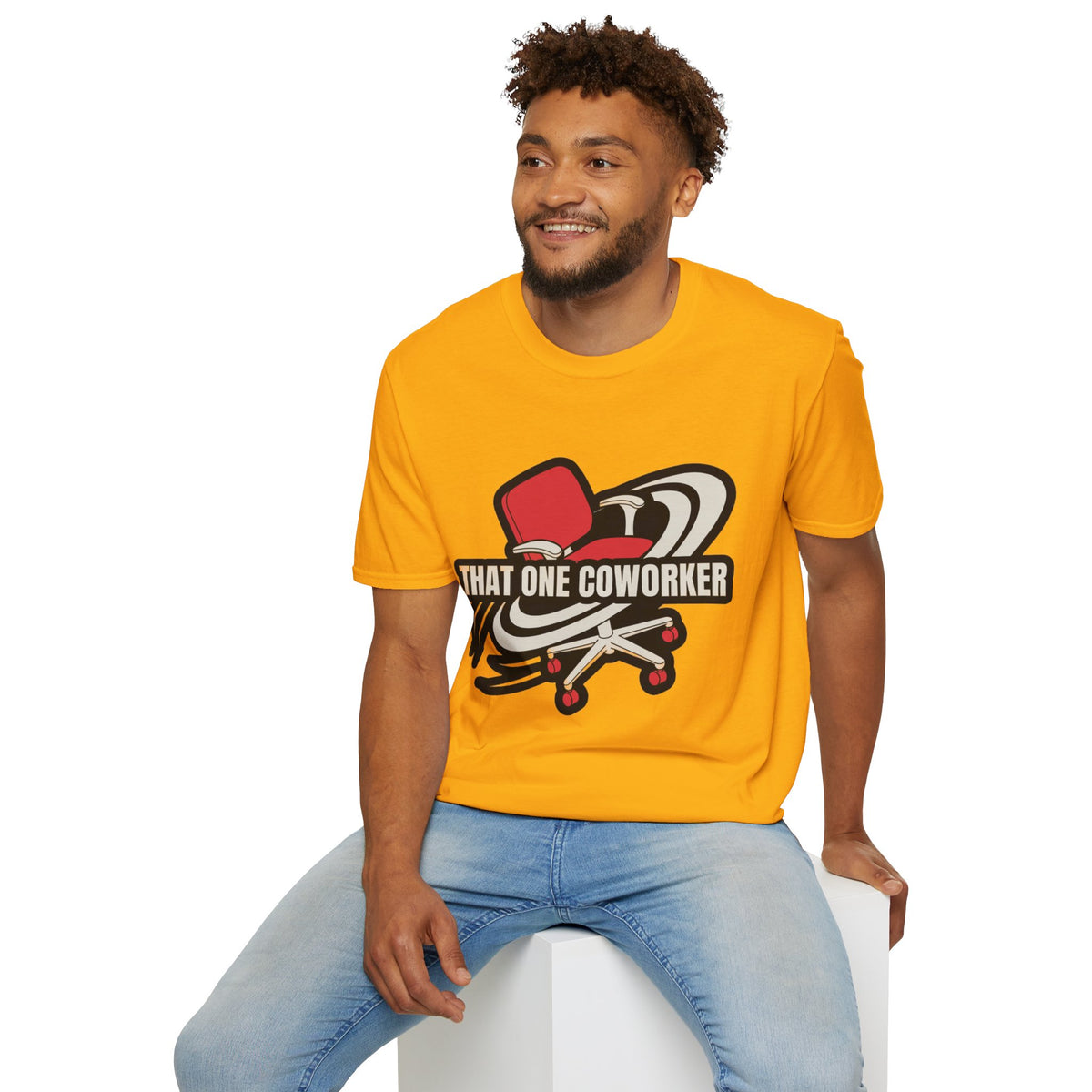 "That One Coworker" Graphic T-Shirt – Funny Office Chair Skateboard Tee - Trending Now - August 2026