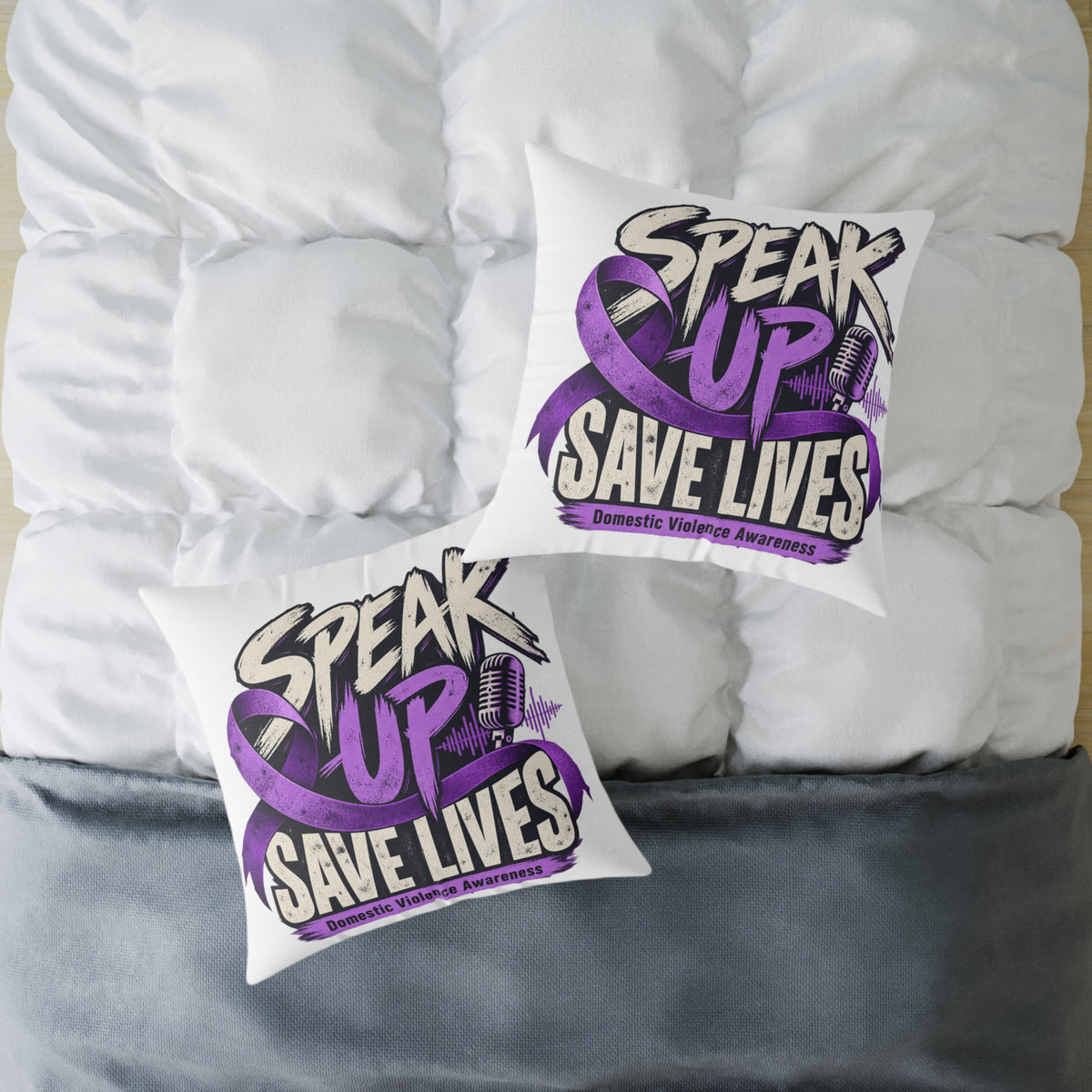 Speak Up — Domestic Violence Awareness Square Pillow