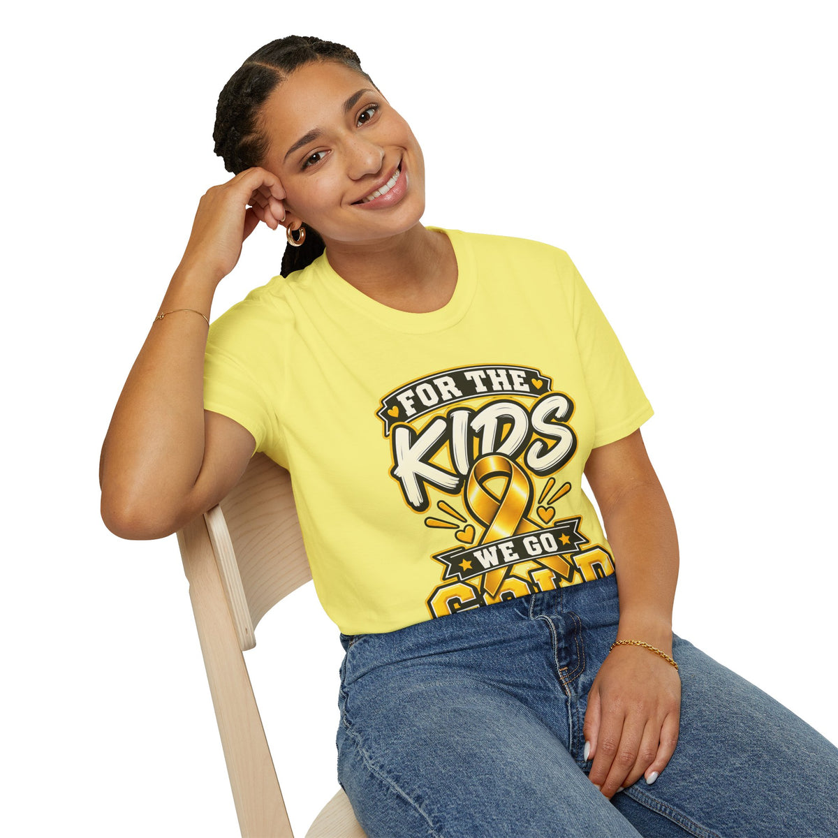 Kids Childhood Cancer Awareness T-Shirt — "For the Kids We Go Gold"