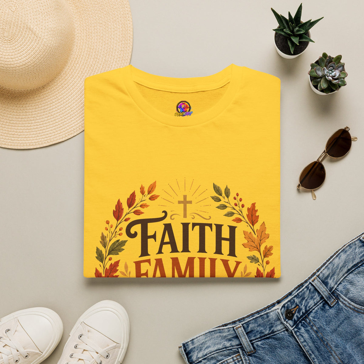 Thanksgiving T-Shirt Faith Family Thanks T-Shirt — Fall Pumpkin Thanksgiving Christian Tee