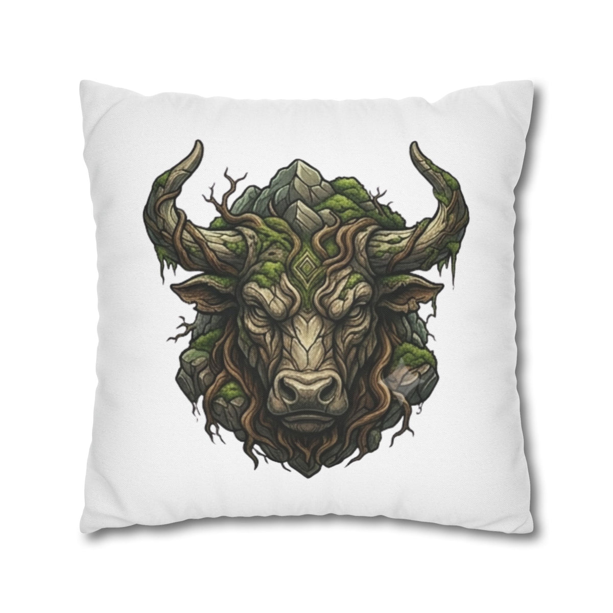 Taurus Forest Bull Decorative Pillowcase — Mythic Woodland Ox Accent Cushion