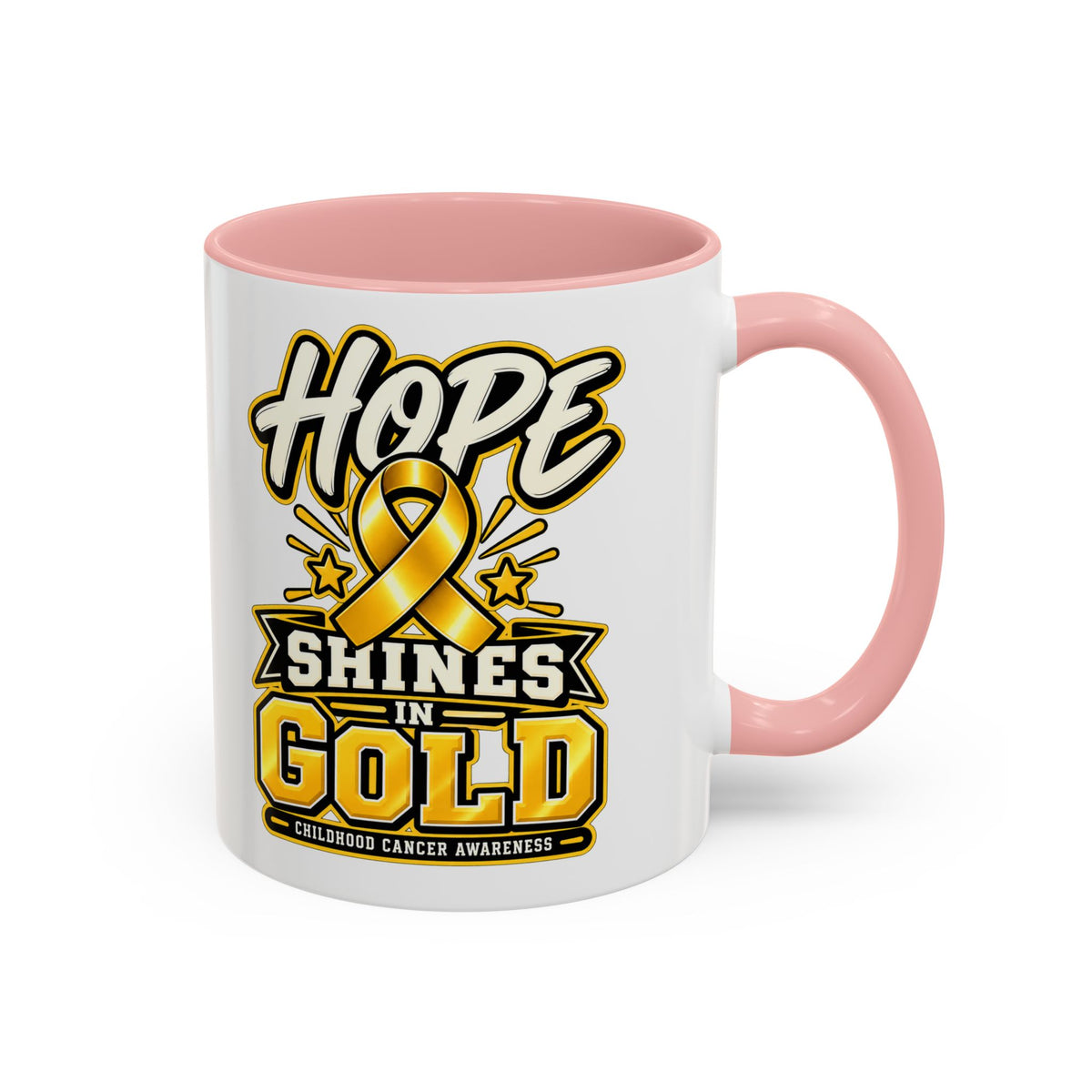 Hope Shines in Gold Coffee Mug — Childhood Cancer Awareness Accent Mug