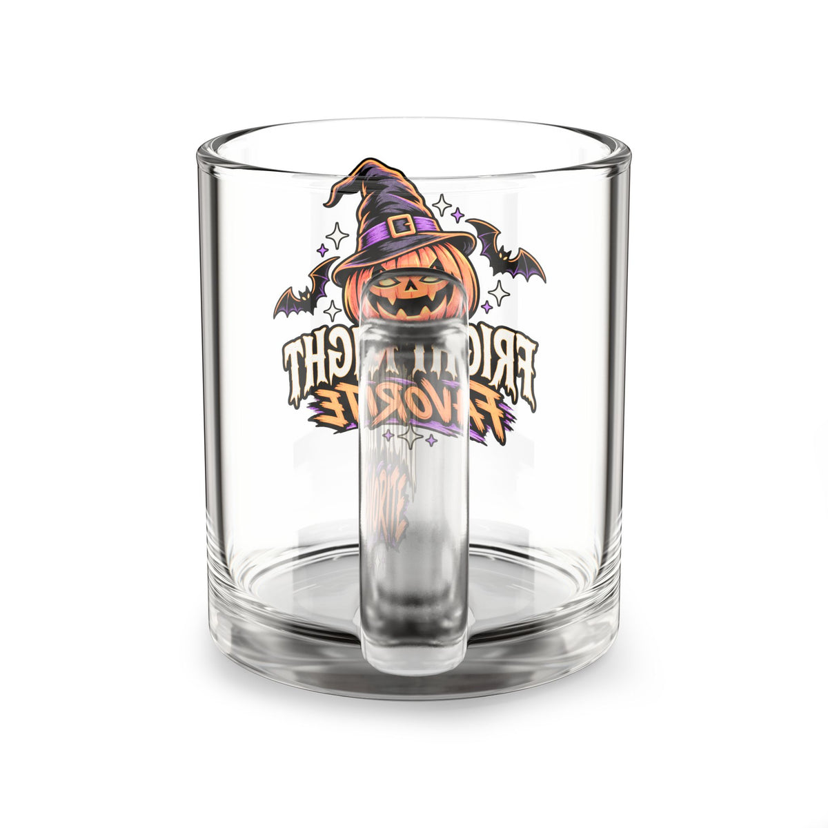 Glass Mug — "Fright Night Favorite" Halloween Jack-O'-Lantern Coffee Mug