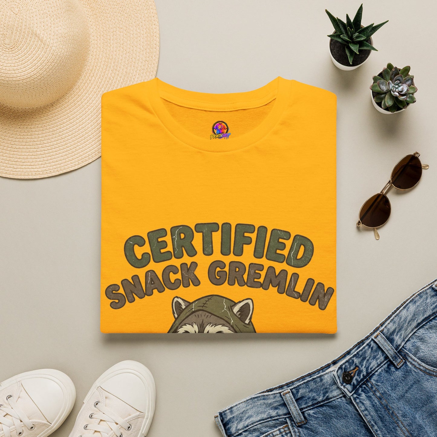 Certified Snack Gremlin T-Shirt — Funny Raccoon Snack Lover Tee