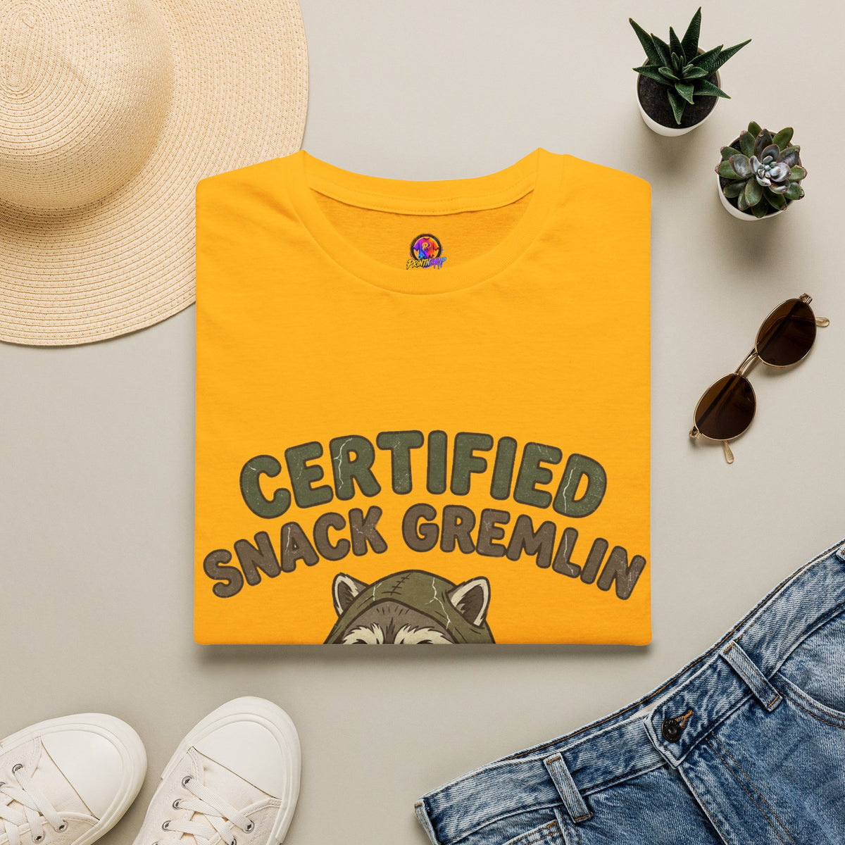 Certified Snack Gremlin T-Shirt — Funny Raccoon Snack Lover Tee