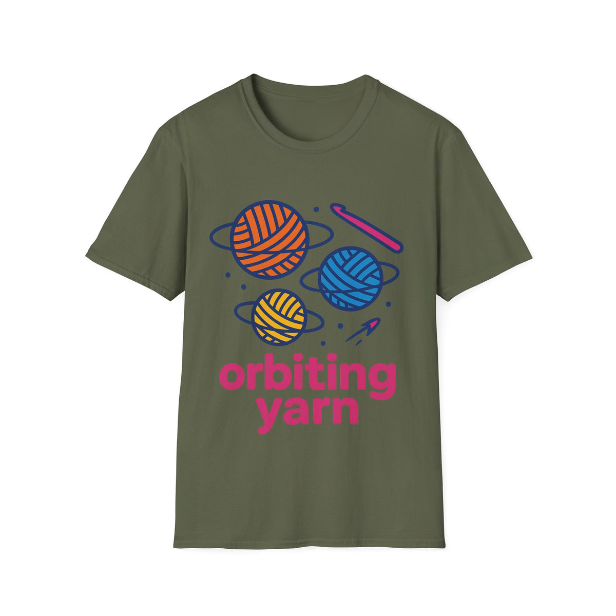 "Orbiting Yarn" Space Galaxy Crochet Graphic Tee - Funny Knitting Crafter White T-Shirt - Trending Now - September 2026