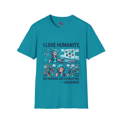 I Love Humanity, But Humans Are Exhausting - Funny Sci‑Fi T‑Shirt