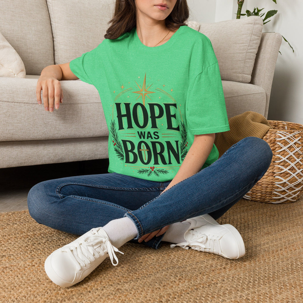 Hope Was Born T‑Shirt — Christmas Nativity Star Holiday Tee