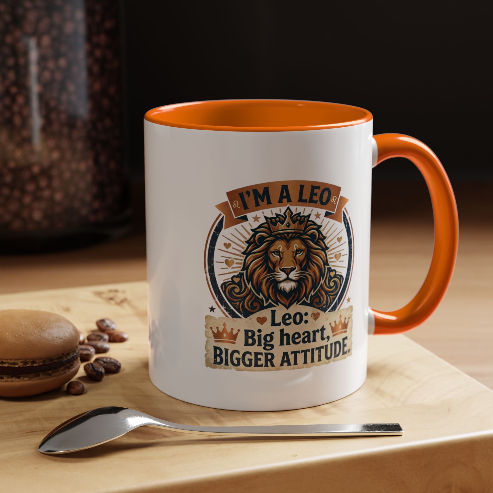 Leo Coffee Mug — "I'm a Leo: Big Heart, Bigger Attitude" Zodiac Accent Mug (11/15oz)