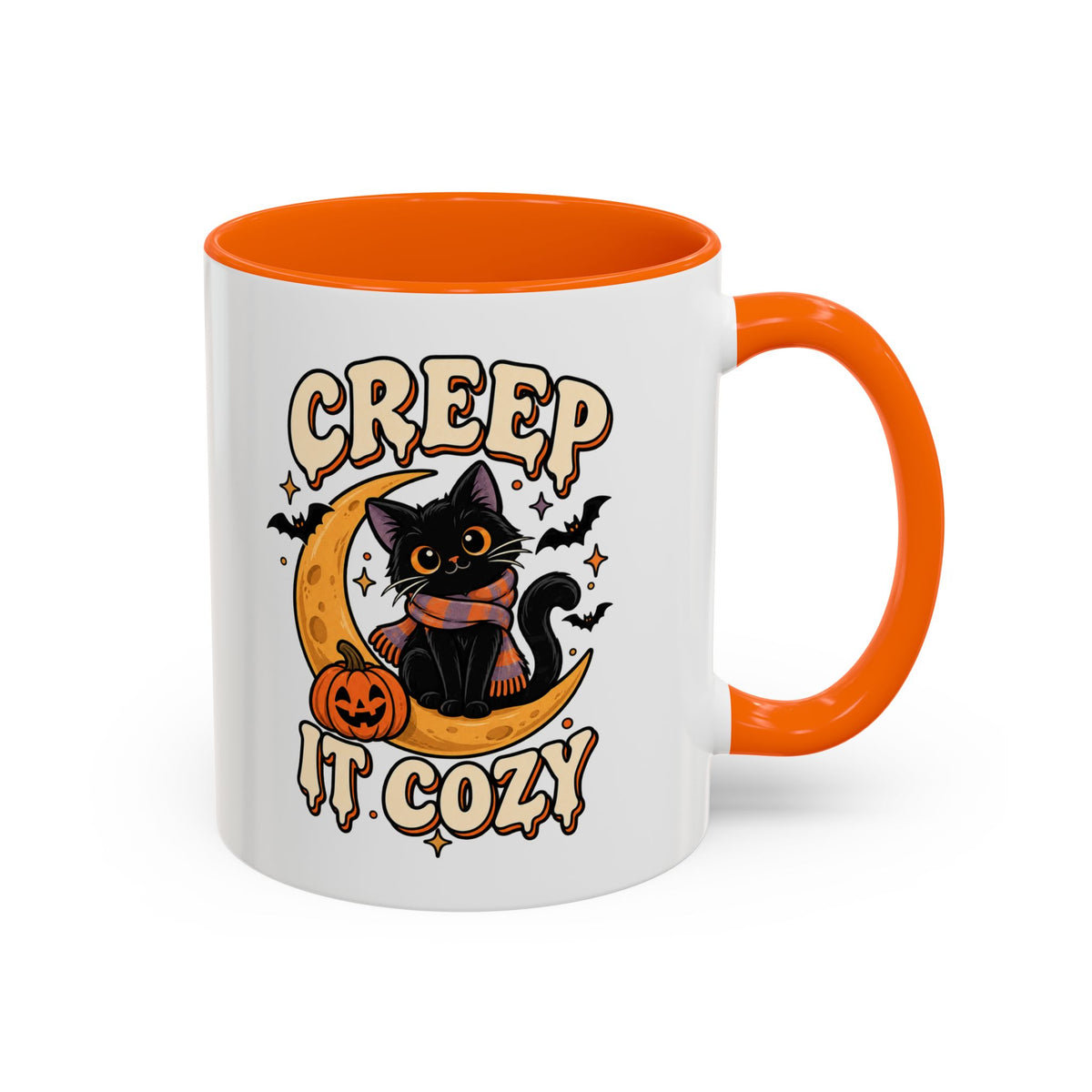 Creepy It Cozy Black Cat Halloween Accent Coffee Mug (11/15oz)