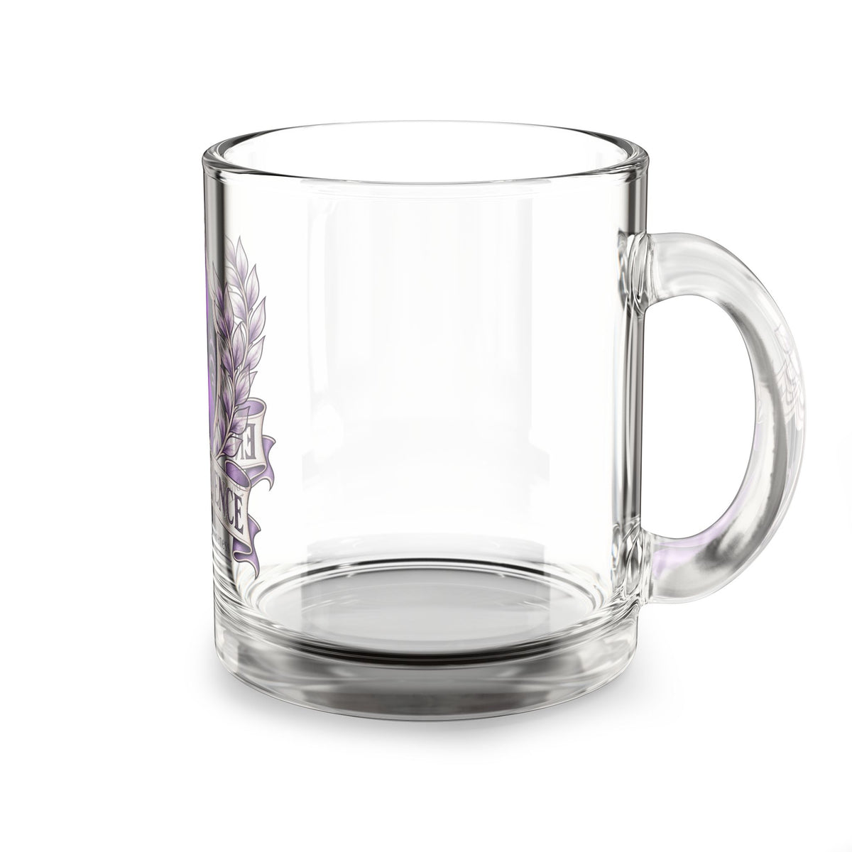 End The Silence Purple Ribbon Glass Mug — Domestic Violence Awareness 10oz