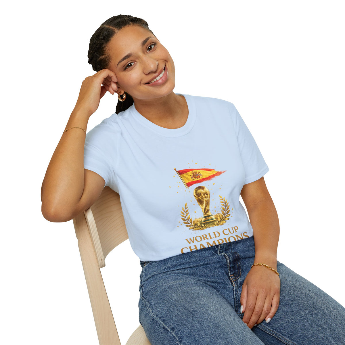 Spain World Cup Champions T-Shirt — Spanish Flag & Trophy Soccer Tee