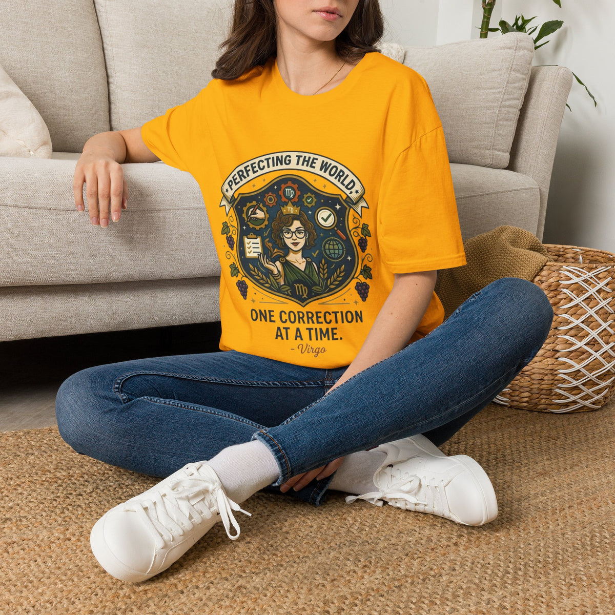 Virgo T‑Shirt — "Perfecting the World One Correction at a Time" Zodiac Tee