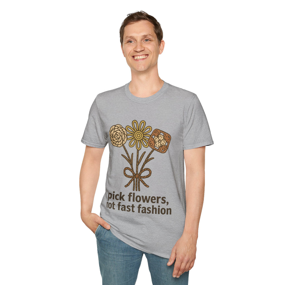 "Pick Flowers Not Fast Fashion" Eco Tee | Botanical Sustainable T-Shirt - Trending Now - September 2026