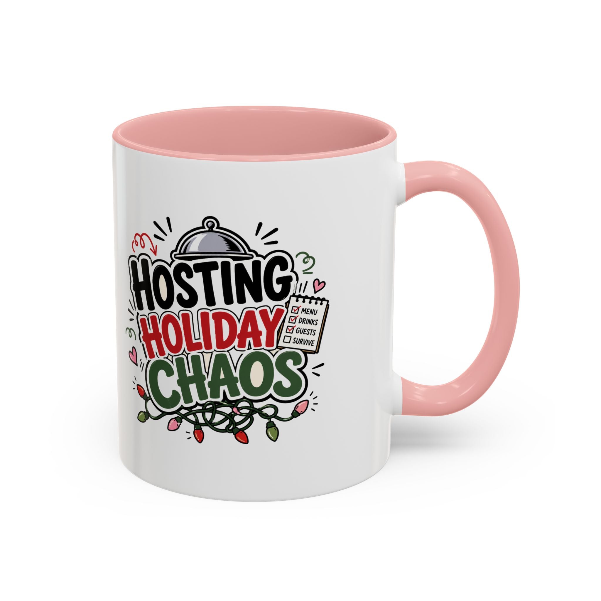 Modern Day Christmas Hosting Holiday Chaos Accent Coffee Mug — "Hosting Holiday Chaos" Funny Christmas Coffee Cup