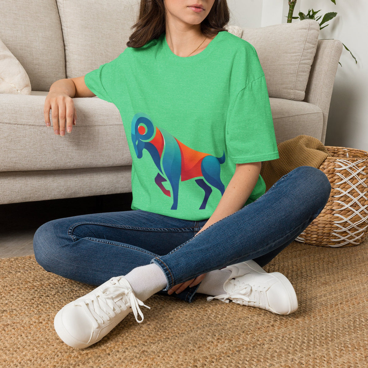 Ram Graphic T-Shirt — Colorful Geometric Sheep/Goat Art