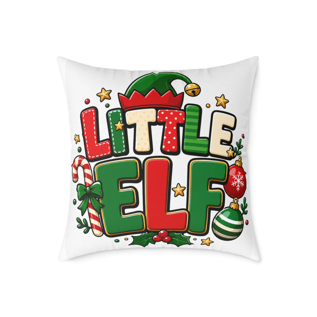 Little Elf Christmas Pillow — Festive Holiday Decorative Throw Pillow