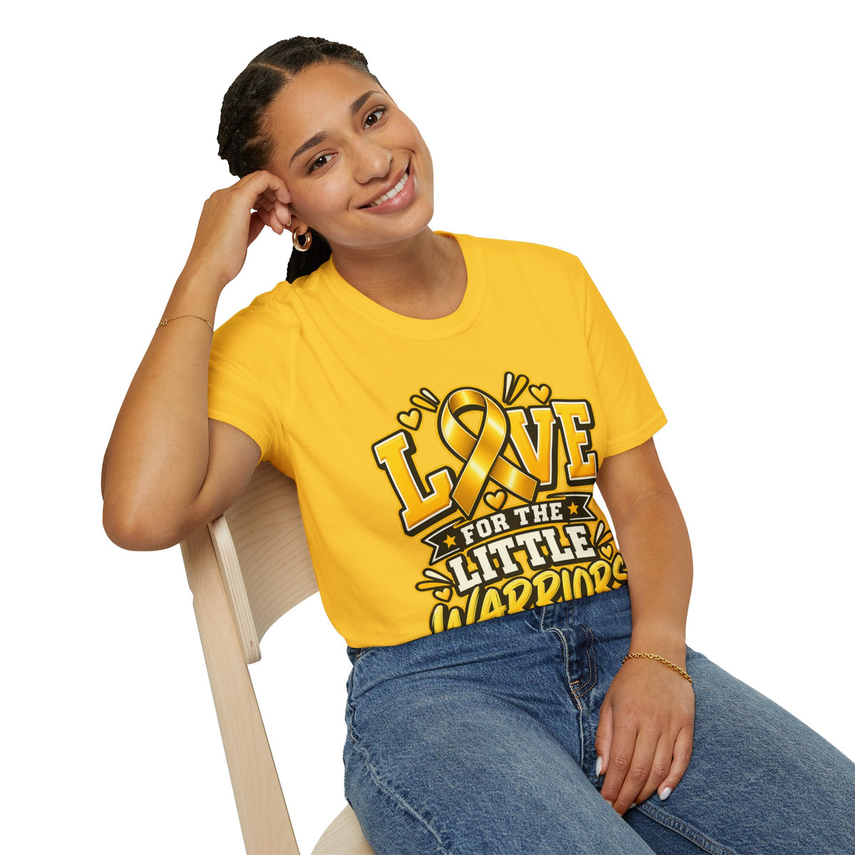 Childhood Cancer Awareness T-Shirt — "Love for the Little Warriors" Yellow Ribbon
