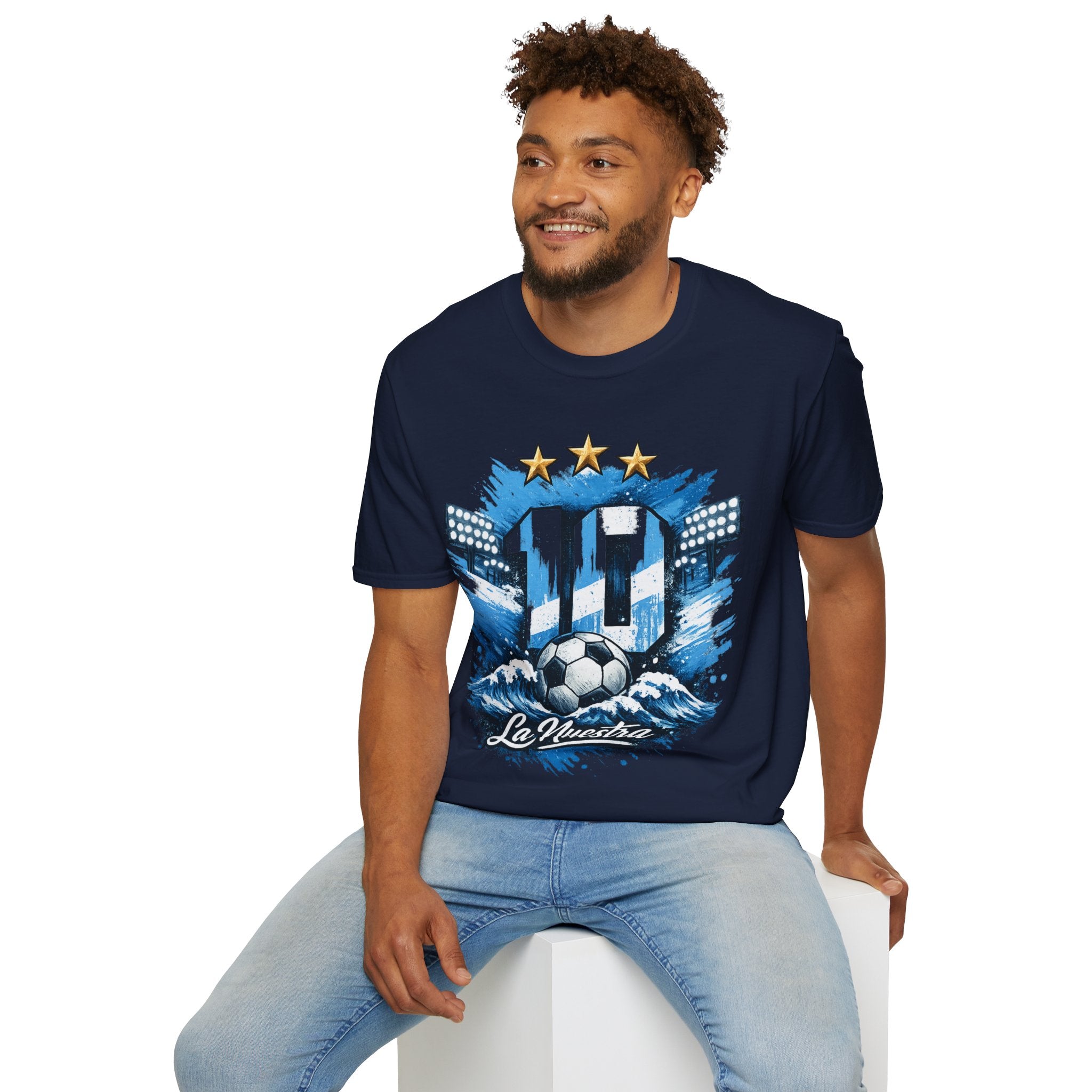 Argentina Soccer Fan T-Shirt — 'La Nuestra' #10 Jersey Design
