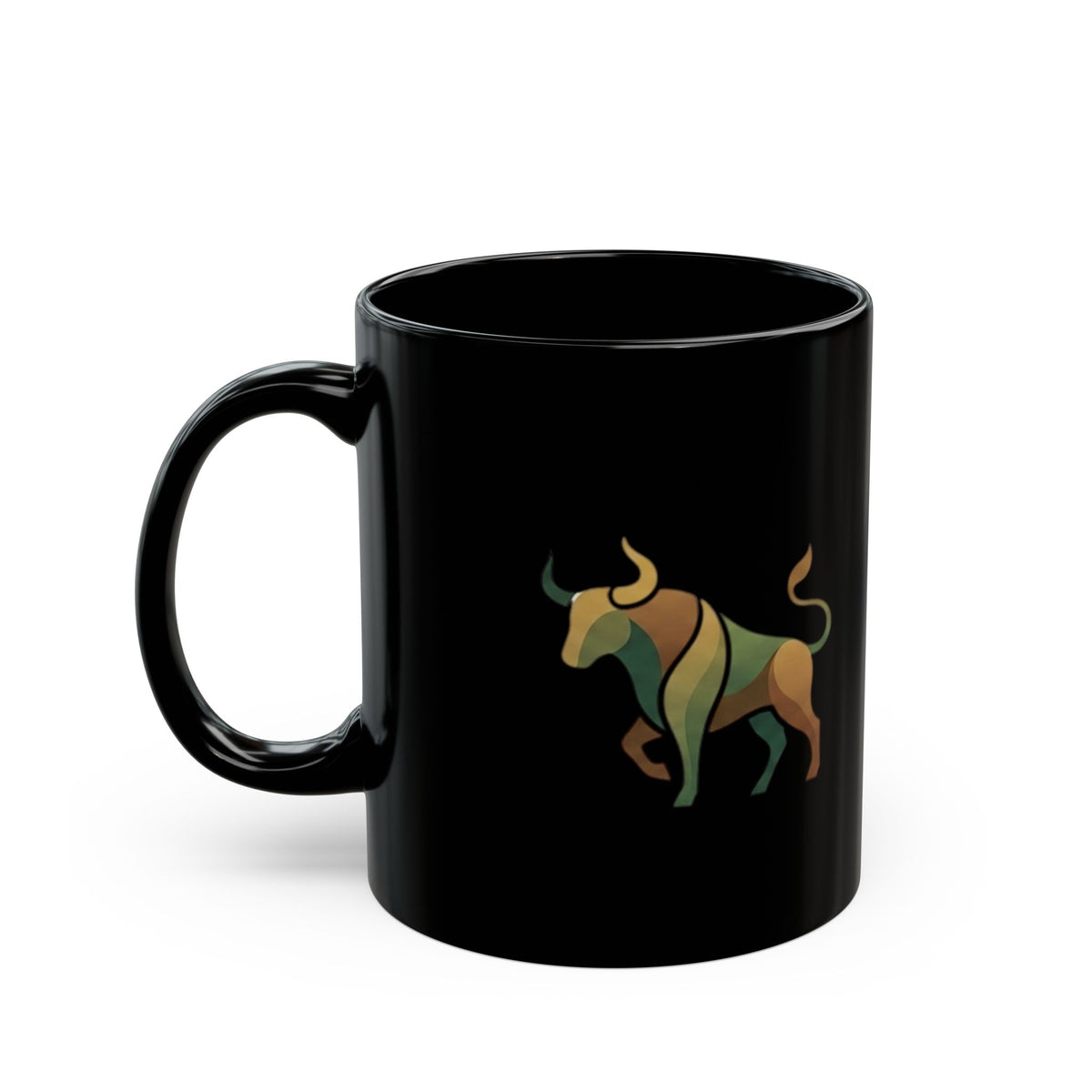 Taurus  Geometric Bull Black Mug — Taurus Horoscope Coffee Cup