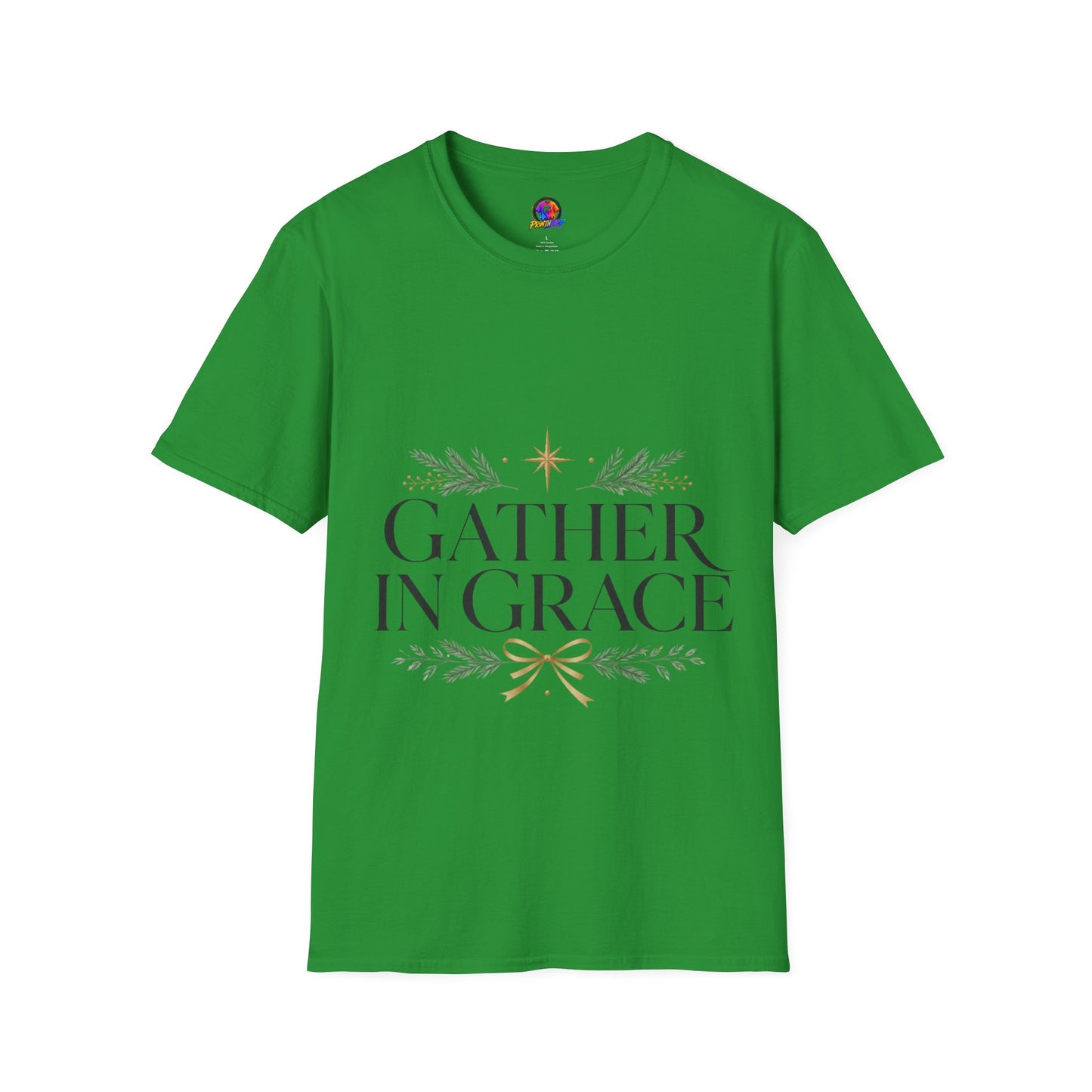 Gather in Grace T-Shirt — Elegant Holiday Floral Typography Tee