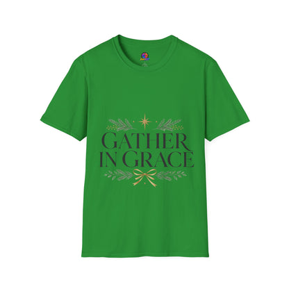Gather in Grace T-Shirt — Elegant Holiday Floral Typography Tee