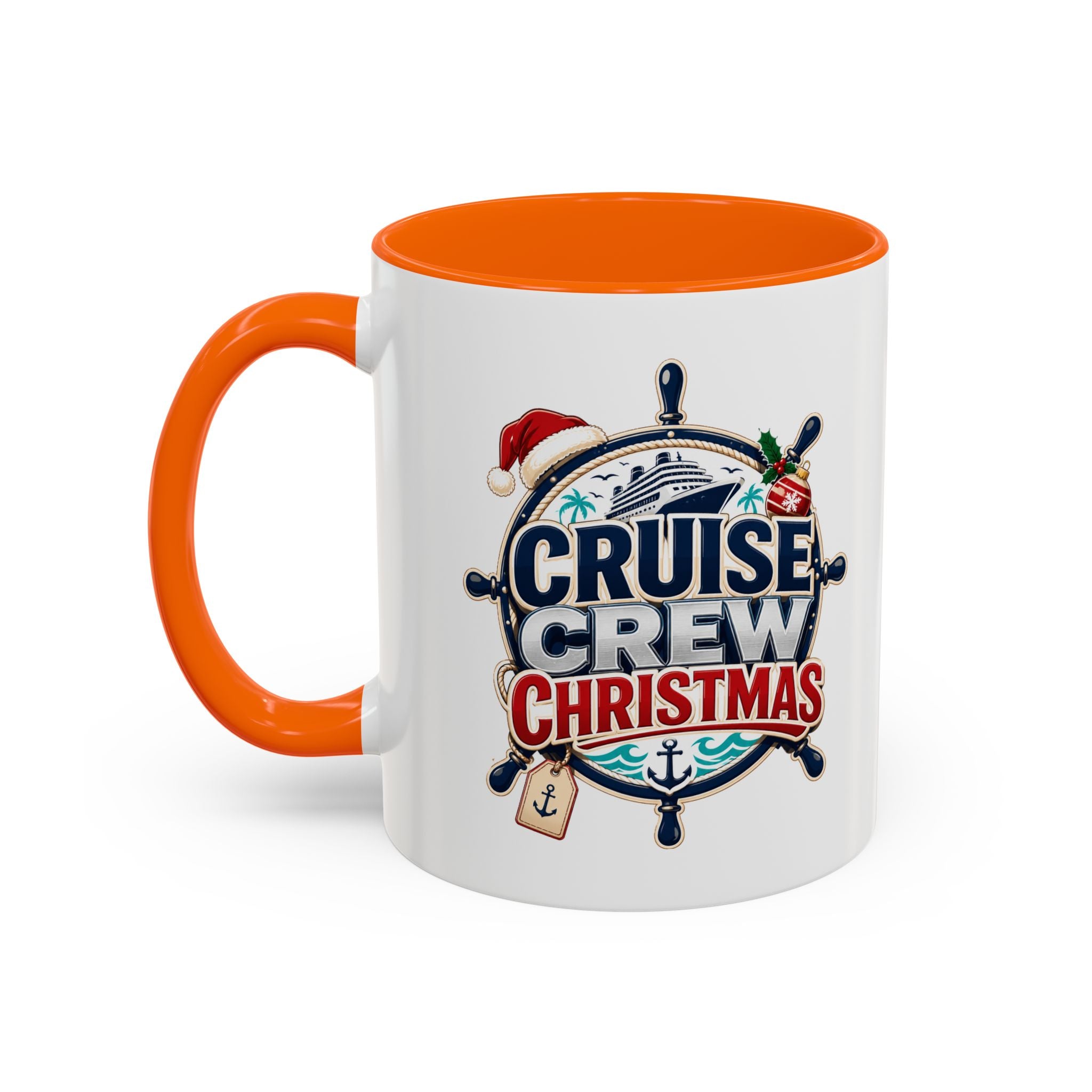Modern Day Christmas  Cruise Crew Accent Coffee Mug - Holiday Nautical Travel Gift (11/15oz)