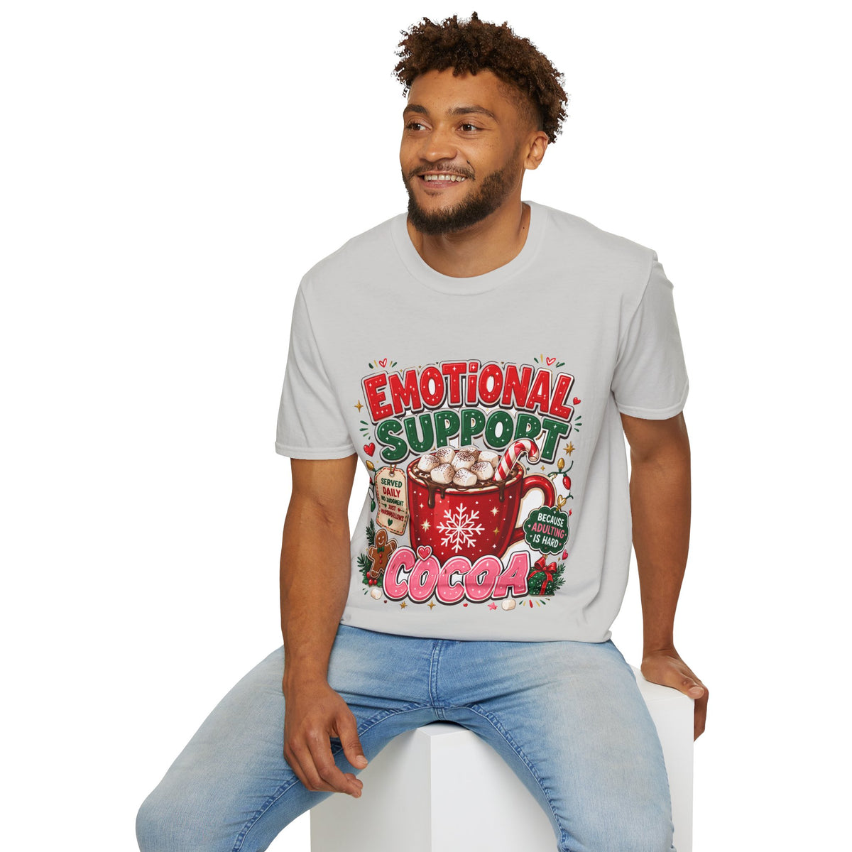 Emotional Support Cocoa T-Shirt — Holiday Hot Chocolate Graphic Tee