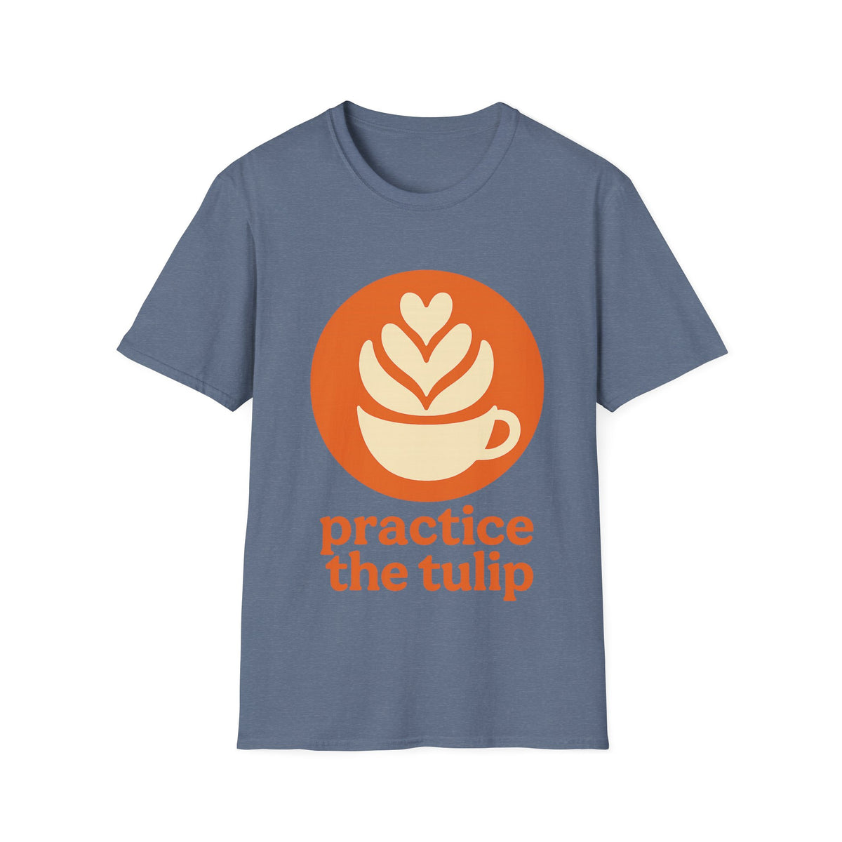 "Practice The Tulip" Latte Art Coffee Graphic Tee - Aesthetic Orange Barista White T-Shirt - Trending Now - September 2026