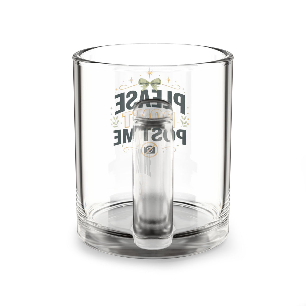 Christmas Glass Mug — "Please Don’t Post Me" Funny Privacy Coffee Cup