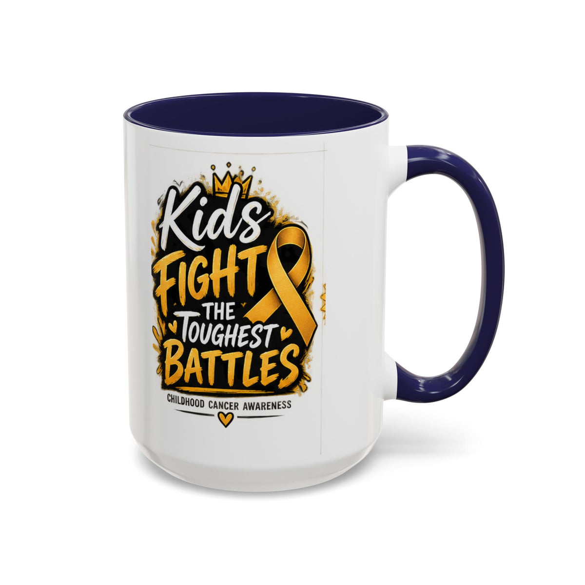 Kids Fight The Toughest Battles Accent Coffee Mug — Childhood Cancer Awareness 11/15oz