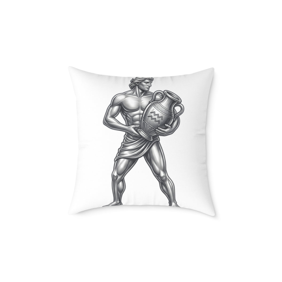 Aquarius Zodiac Pillow — Silver Water-Bearer Decorative Square Throw Pillow