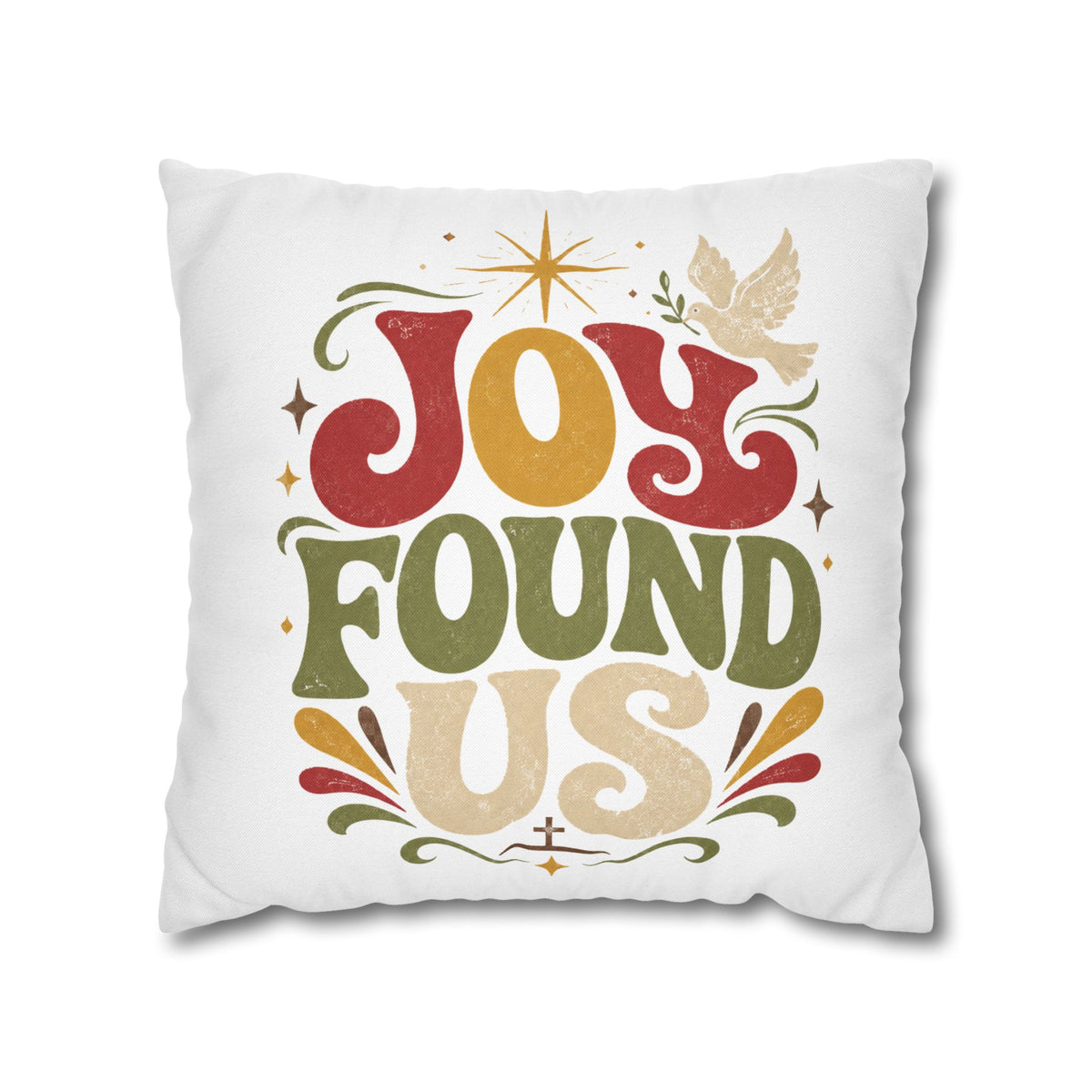 Christmas Joy Found Us Decorative Pillowcase — Retro Holiday Cushion Cover