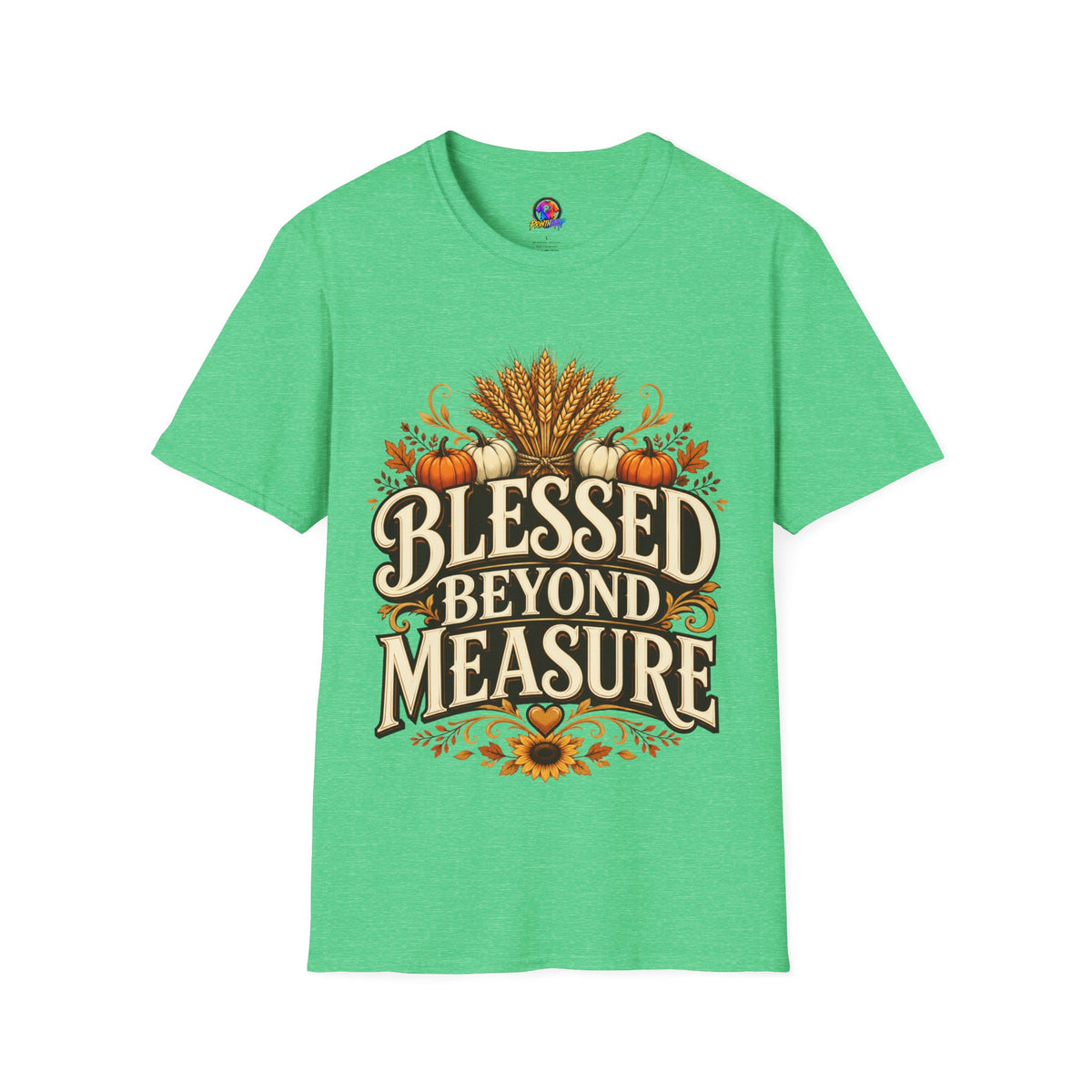 Thanksgiving T-Shirt Blessed Beyond Measure T-Shirt — Fall Harvest Pumpkin & Wheat Tee