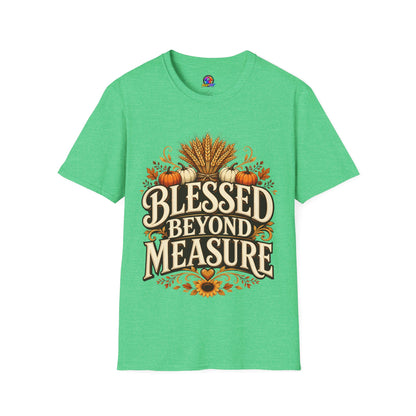 Blessed Beyond Measure T-Shirt — Fall Harvest Pumpkin & Wheat Tee
