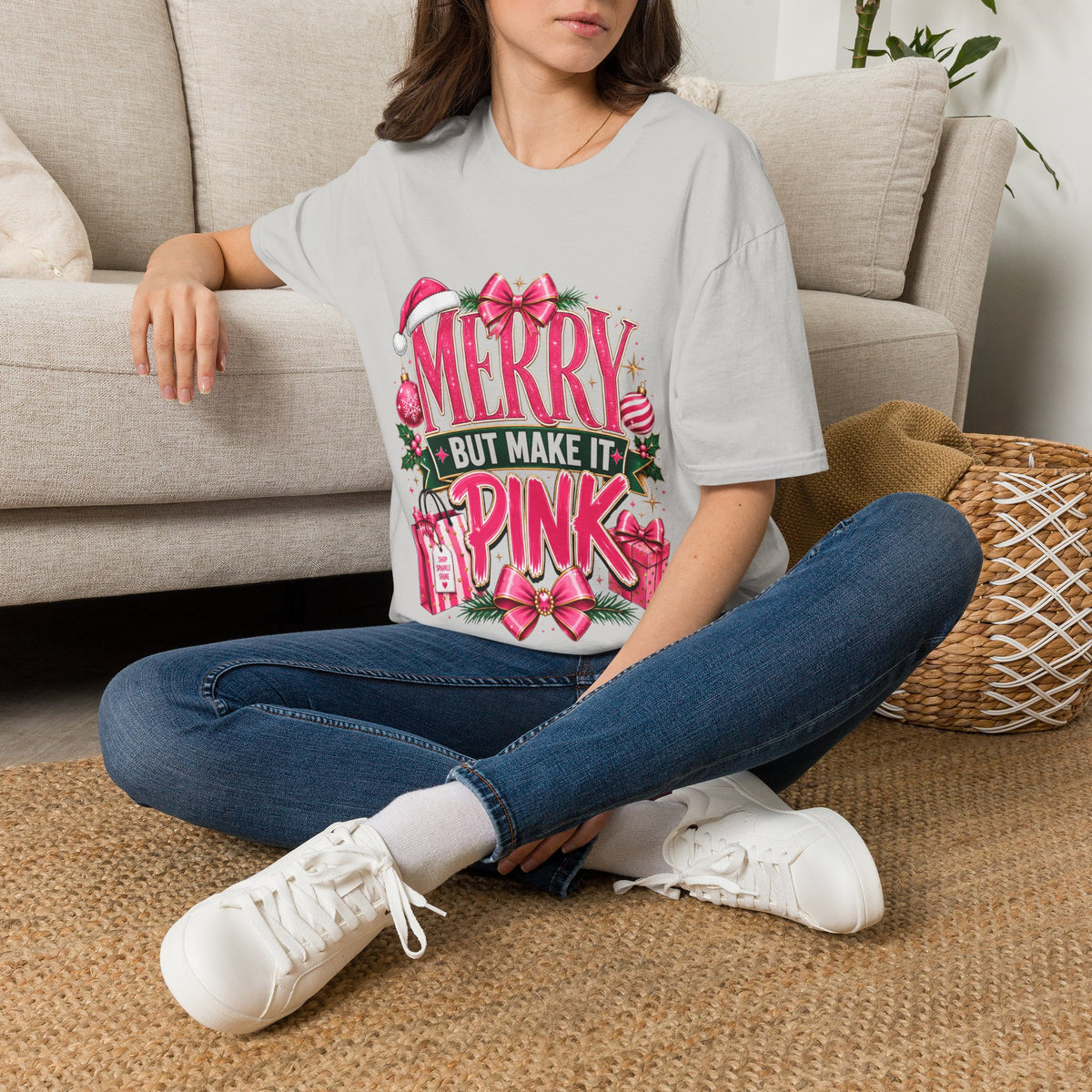 Christmas T-Shirt — "Merry But Make It Pink" Holiday Tee