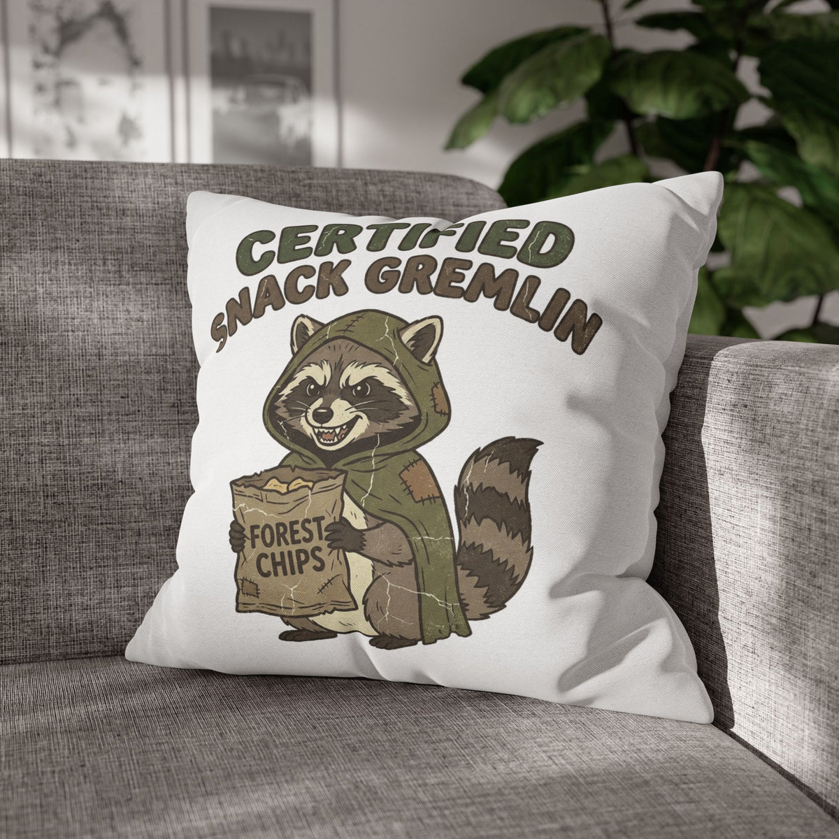 Funny Certified Snack Gremlin Raccoon Throw Pillowcase