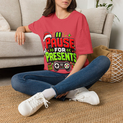 T-Shirt — "Pause for Presents" Christmas Gamer Tee