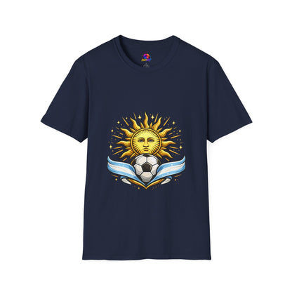 Argentina Sun Face Soccer T-Shirt — Retro Celestial Football Tee