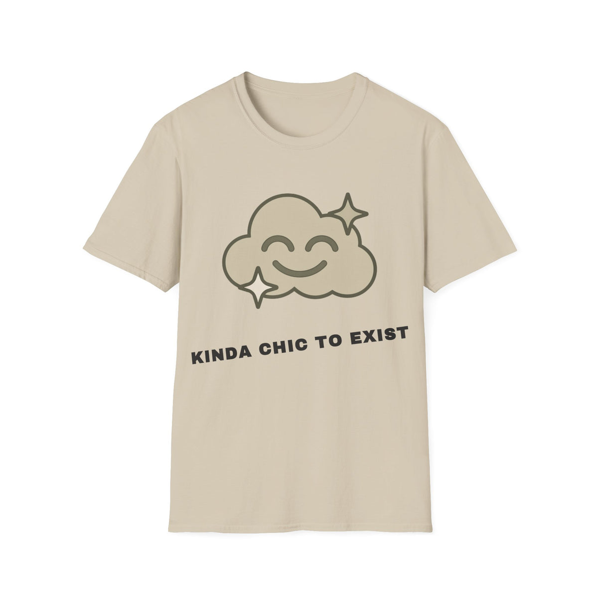 T-Shirt — "Kinda Chic to Exist" Smiling Cloud Graphic Tee - Trending Now - September 2026